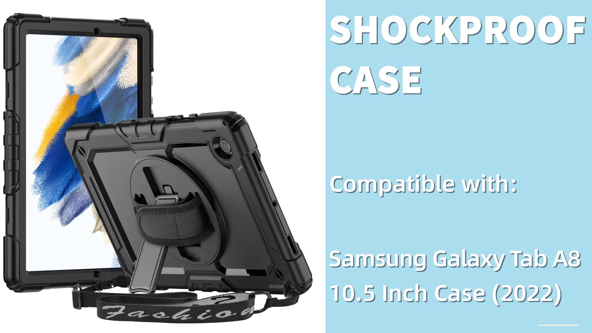 &Stand SEYMAC stock Case for Samsung Galaxy Tab A8 10.5'' 2022 with Screen Protector Pencil Holder 360 Rotating Hand Strap Drop-Proof Case for SM-X200/X205/X207 Galaxy Tab A8 Black 